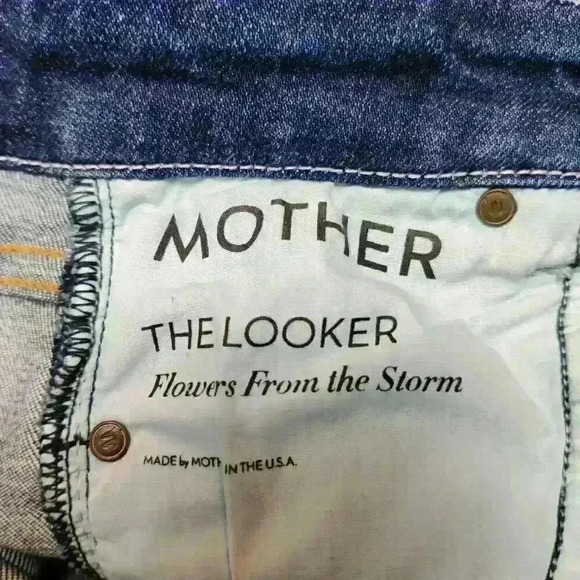 Mother High-Waist Looker Skinny Jeans in Flowers From The Storm Wash Size: 24 - Picture 8 of 10
